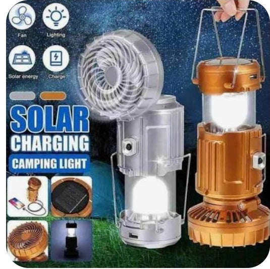 Rechargeable Camping Light & Fan – Portable 2-in-1 Emergency Lamp —