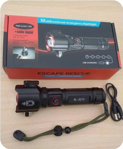 5-in-1 Rechargeable LED Torch Light for Travel & Emergency Use